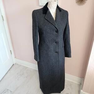 Flawless Houndstooth gray long beautiful wool velvet coat MANNYS rochester MN S